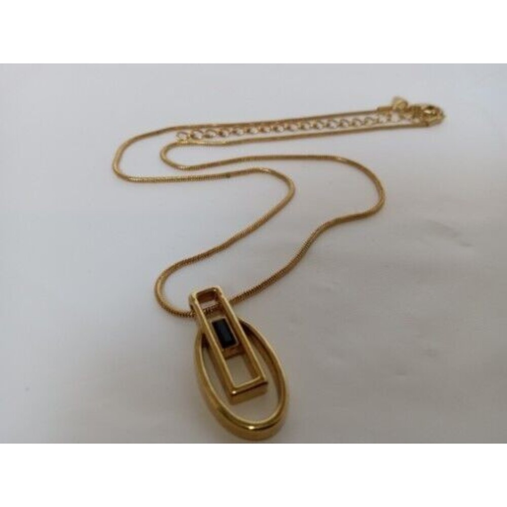 Lia Sophia Pendant Necklace Goldtone With Black Stone - 15- 18in - Picture 5 of 7